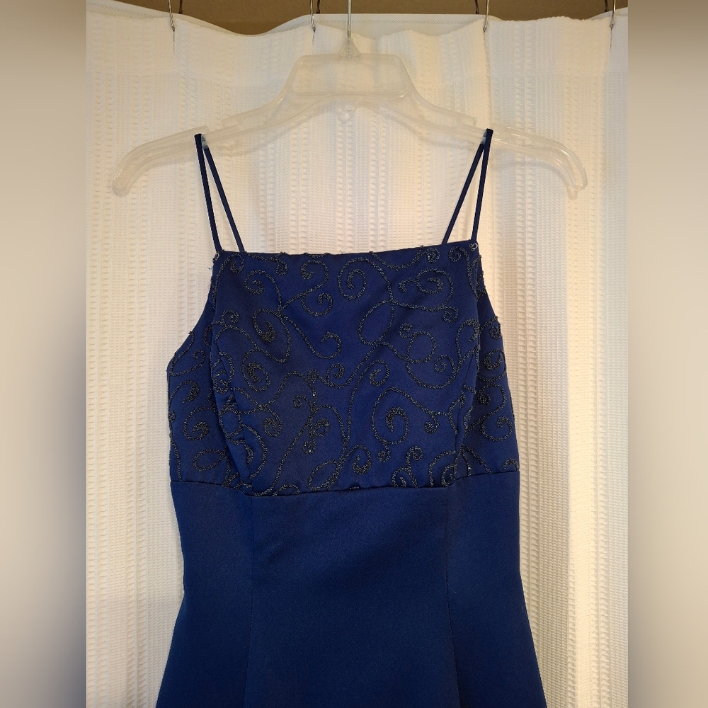 Elegant Blue Spaghetti Strap Dress